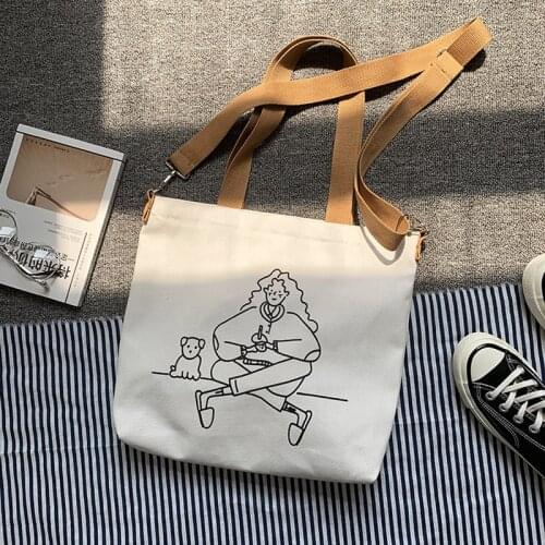 Fashion Handbags Women 2020 Brand New Zipper Soft Canvas Bags Female Cartoon Messenger Bags Classic Tote Bags Shoulder Bags