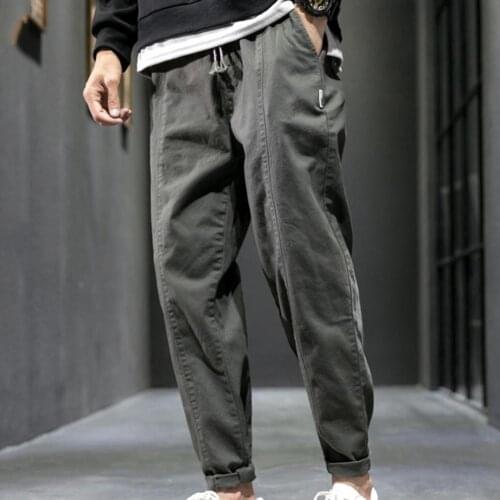 On Hot Sale ! Mens Pants 2021 Cargo Pants Mid Rise Drawstring Men Full Length Loose Trousers for Daily Wear