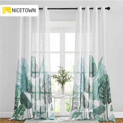 NICETOWN 1pc Tree Branch Printed Slub Curtains for Living Room Bedroom Window Office Decoration Modern Cortina Fashion Tulle