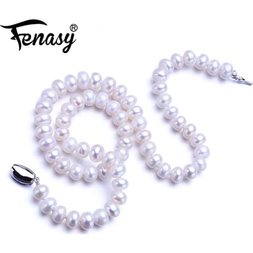 FENASY fine AAAA high quality natural freshwater pearl necklace for women gift 9-10mm pearl jewelry 45cm choker necklace classic