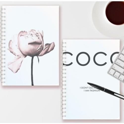 Peony Flower Spiral Notebook Note Book Writing Pad Coco Print Fashion Art Poster Blush Pink Cover Inspired Quotes Nordic Decor