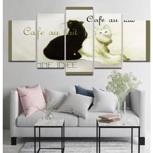 Five Pieces Posters Nordic Minimalism Cute Cat Hd Print Canvas Painting Photos Frameless Living Room Home Decorations Wall Art