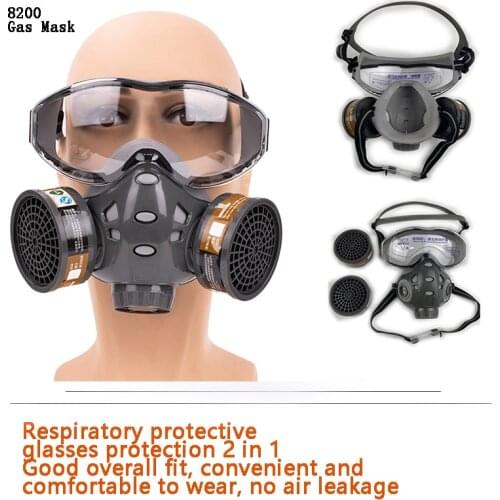 Gas Mask With Safety Glasse Spray Paint Chemical Pesticide Decoration Anti-Dust With Filter Respirator Full Face Masks