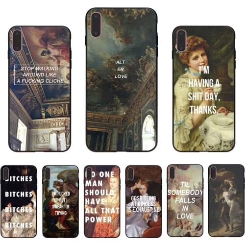 IMIDO Artistic oil painting English short sentence rubber phone case For Iphone 6 6S 6PLUS 6SPLUS 7 8 7PLUS 8PLUS X XS XR XSMAX
