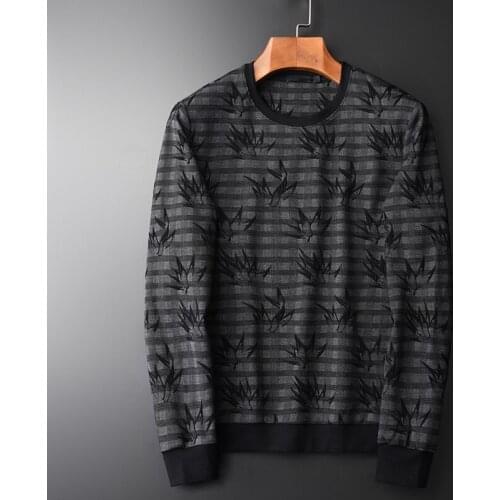 Jacquard Stripe Male Luxury Round Collar Simple Sweatshirts For Men Plus Size 4xl Fashion Slim Mens Hoodies