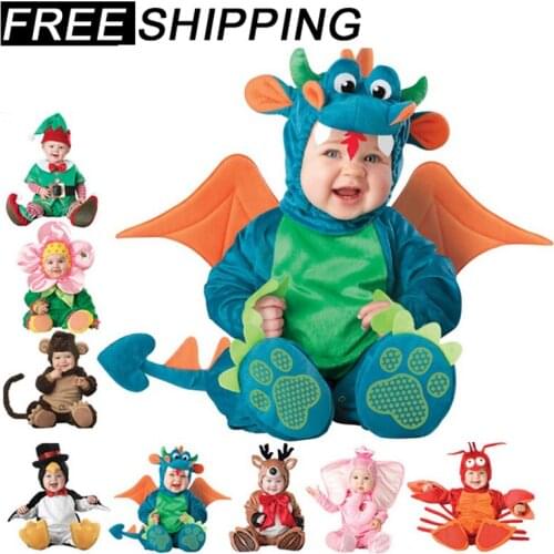 Hot arnival Christmas Xmas Halloween Baby Boys Girls Costume Infant Rompers Dinosaur Anime Cosplay Newborn Toddlers Clothing