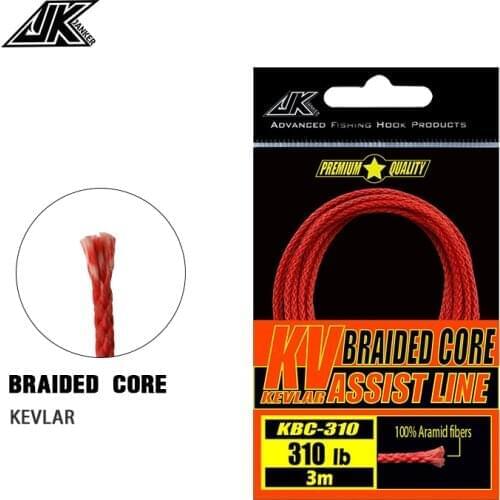 KBC Assist Kevlar Line 100/150/190/230/310LB Strong Braided 8 Strand Weaves Red Fishing Line Binding Jigging Hook Assist Lure