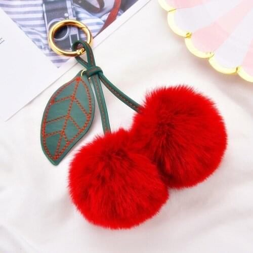 Fruit Cherry Hairball Key Foddle Plush Bag Pendant Imitation Hare Hairball Accessories