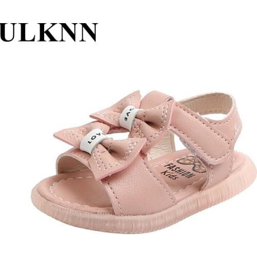 ULKNN Childrens Pink Sandals Baby Girl Bowknot Soft Bottom Toddler Shoes Beach Shoes Toe Non-slip Princess Cute Summer 2021 New