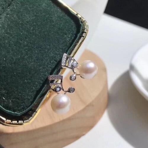 Music Shape 925 Silver Earrings Findings Mountings Settings Jewelry Parts Fittings for Pearls Coral Jade Agate Beads Stones