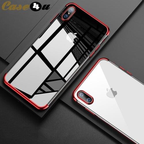 Luxury Soft TPU Silicone Rubber Case For iPhone 10 X XS MAX XR 8 8Plus 7 7Plus 6 6s Plus Transparent Plating Shining Cover coque