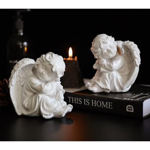 Nordic Resin Retro Wind Prayer Angel Decoration Home Livingroom Desktop Sculpture Crafts Church Bookcase Cafe Figurines Statue