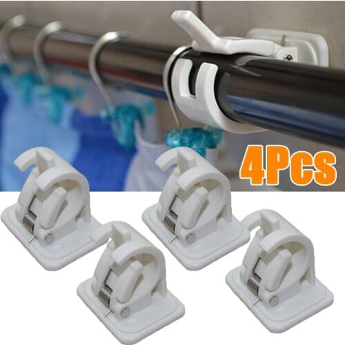 4Pcs Rails Rod Bracket Support Plastic Stick Hanger Clamp Window Frame Curtain Rods Bracket Hangers For Home Decoration