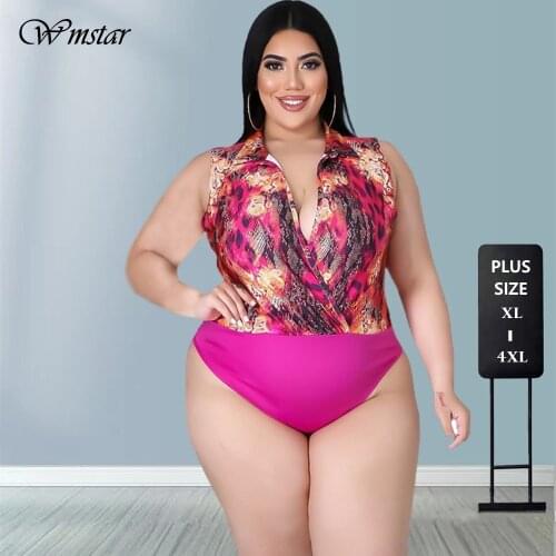 Plus Size Women Clothing Two Piece Set Fashion Sexy Print Patchwork Jumpsuit and Shorts Sets Multi Wear Wholesale Dropshipping