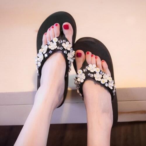 Women sandals summer flat pearl sandals flip flops rome shoes string bead slippers mujer gladiator sandalias sapatos femininos