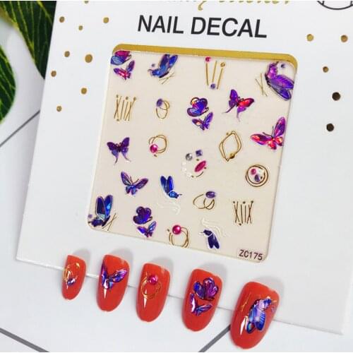 1pc Plant Laser Abstract Lady Face Nail Decals Sliders Paper Art Decor Gel Polish Sticker Manicure Foils 3D Rhinestone Sticker