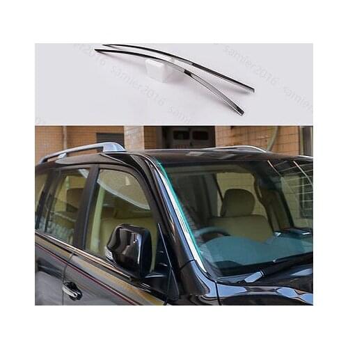 2pcs Stainless For Toyota Land Cruiser 13-17 Front Windshield Stripe Cover Trim