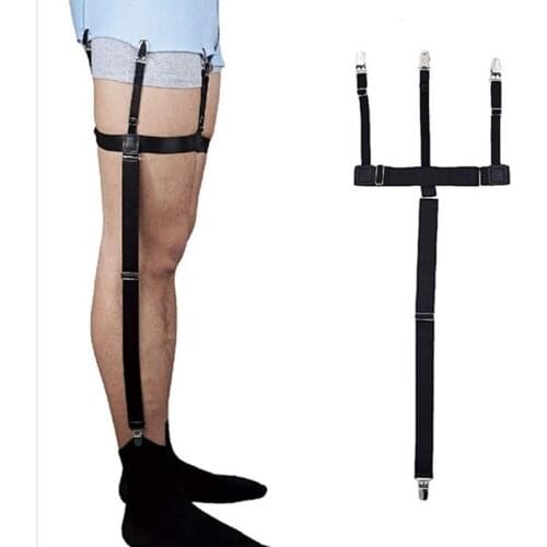 2 Pcs Men Fashion Shirt Stays Garters Belts Sock Non-slip Clamps Adjustable Elastic Shirt Holders Straps Leg Suspenders