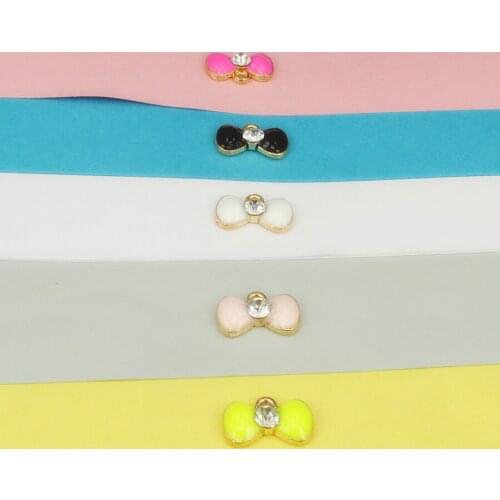 Hot DIY New 30pcs Fashion Charms Gifts Enamel Rhinestone bow Alloy Pendant Making Hair Bracelet Necklace Jewelry Accessories