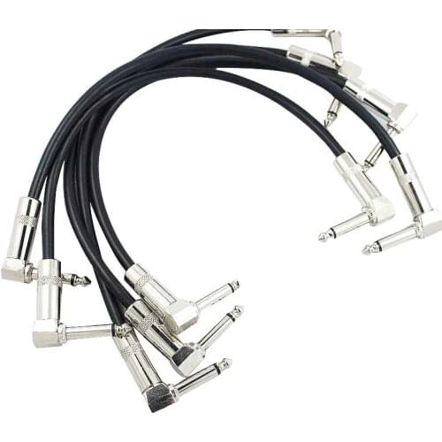 30cm Braided Instrument Guitar Cable Patch Cords Lines Effect Lead Right Angle 6.35 Audio Cables Guitar Parts And Accessories