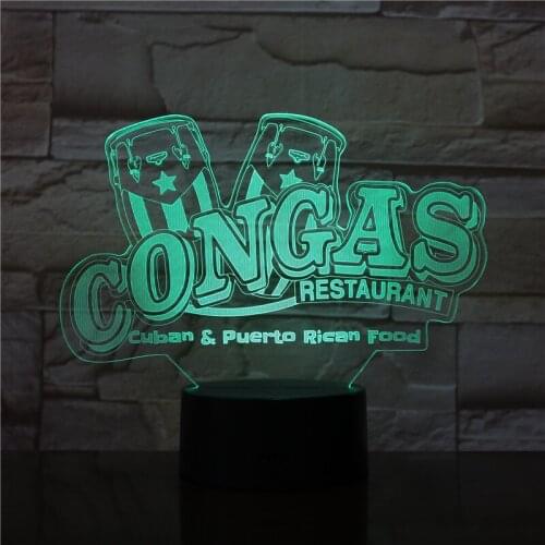 3D Lamp Congas Restaurant Lovely Present for Children Touch Sensor for Living Room Office Table Decor Atmosphere Light Lamp 3001
