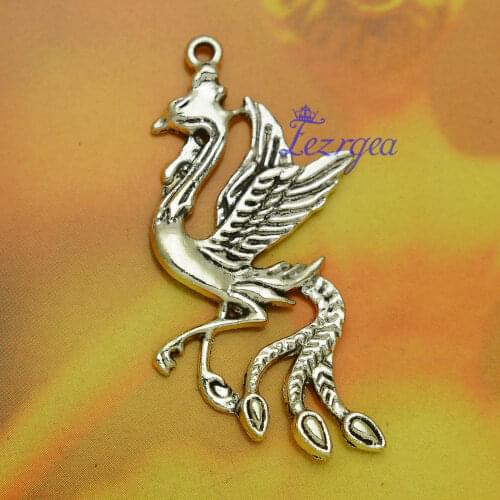 5pcs/lot--57x33mm, Antique silver plated Phoenix charms,DIY supplies,Jewelry accessories