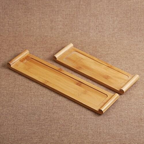 Antique Reel Design Rectangle Bamboo Tea Tray Chinese Traditional Style Natural Bamboo Tea Plate For Teacup Teapot Tea Table