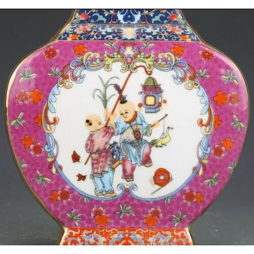 Free shipping 8.1" Old qianlong marked colour enamels famille rose Porcelain bird flower vase