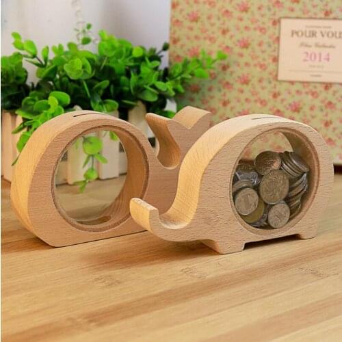 Wooden Animal Money Saving Box Best Gifts for Kids Elephant Piggy Banks Pig Whale Hippo Money Storage Box LX4678
