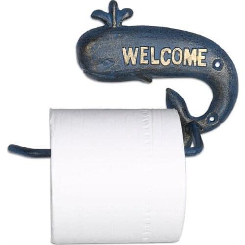 Whale Toilet Paper Holder Free Standing Paper Holder Cast Iron Countertop or Floor Standing Paper Product Roll Dispenser