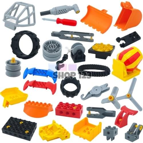 Large Particle Engineering Parts Building Blocks Toys MOC Dump Trucks Excavator Accessories Children Gifts Boys Accessories