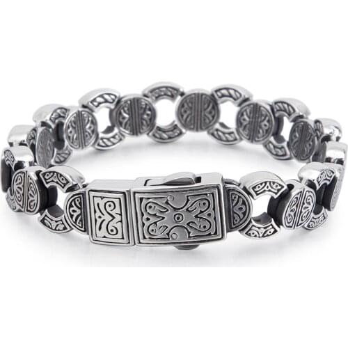 Jewels Store High Quality Stainless Steel Element Punk Style Mens Bracelet Round Accessories Combination Jewelry For Man