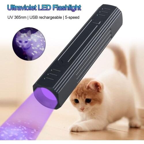 UV 365NM Flashlight Cat Ringworm Detector Flashlight Pet Skin Doctor Pet Urine Detector Built-in Rechargeable Lithium Battery
