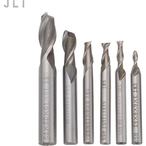 6pcs/set JLI 3/4/5/6/8/10mm Milling Cutter 2 Flutes Lathe Cutter Straight Shank Tools End Mill Carbide CNC HSS Bit Tools