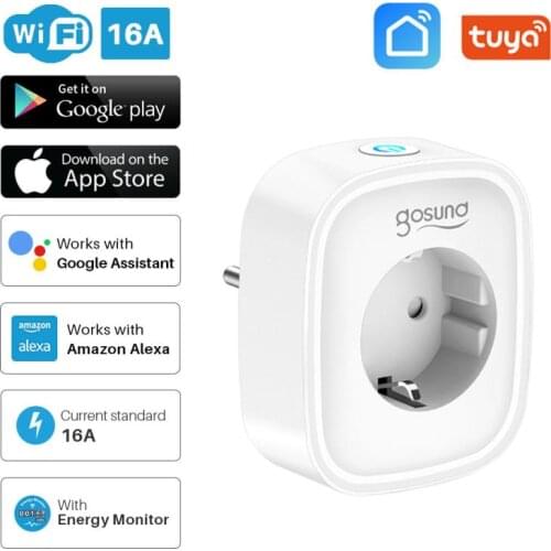 Gosund Tuya WiFi EU Smart Plug Socket 100-240V Smart Life Remote Control Power Monitor Timing Function Works With Alexa Google