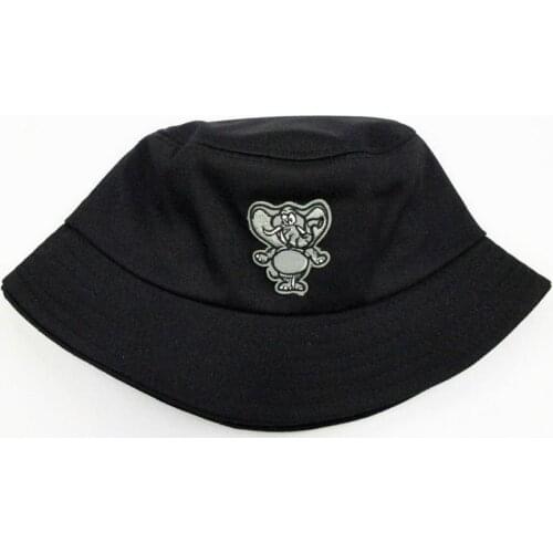 Elephant Animal Embroidery Cotton Bucket Hat Fisherman Hat Outdoor Travel Hat Sun Cap Hats for Men and Women 378