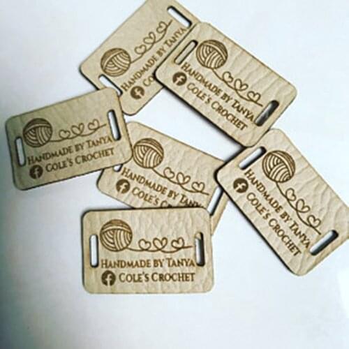 Personalize Labels for Handmade Products,Custom leather labels, leather tags for crochet,Knitting Labels