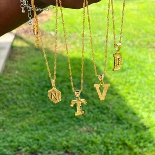 Dainty Letter Necklace Stainless Steel Gold Color Initials Pendant Women Fashion Alphabet Jewelry Best Friends Gifts