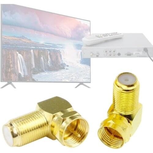 Coaxial Cable Female to Male Adapter Right Angle Coax Connector for Wall Plates Coax 90 Degree Gold Plated Pack of 2