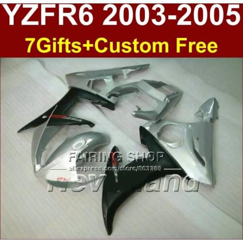 DR4 Motorcycle fairing set for YAMAHA YZFR6 2003 2004 2005 silver black fairings kit YZF R6 03 04 05 YZF1000 ABS bodyworks K84R