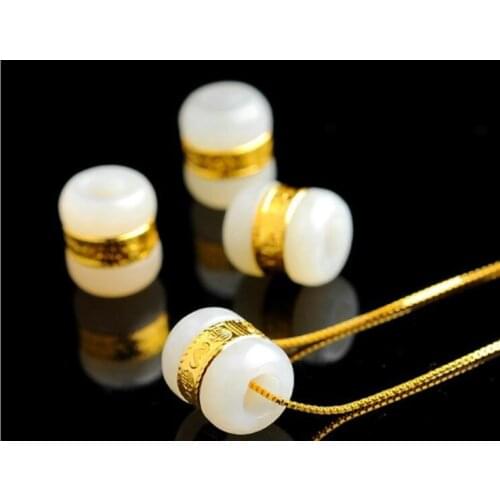 Natural Hetian pendant gold inlaid jades hand carved fashion white jadees transfer pearl jades pendant 4pc