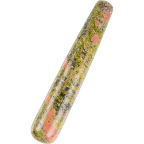 Massage Wand Natural Stone Unakite Acupoint Pen Crystal Mineral Gua Sha Tool Yoni Wands Eye Face Care Beauty Pointed Stick Tools