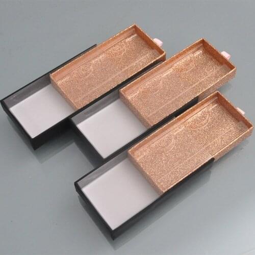Wholesale False Eyelash Packaging Box Lash Drawer Black Paper Boxes Faux Cils 25mm Mink Eyelashes makeup Case supplies