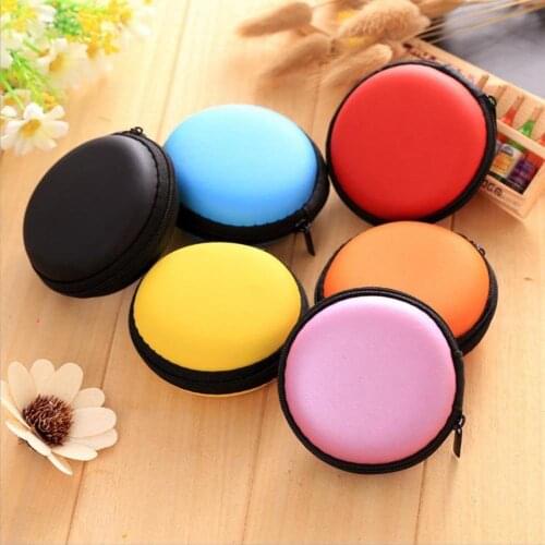 Mini Portable Round Earphone Cable USB Data Cord Storage Bag Zipper Pouch Case