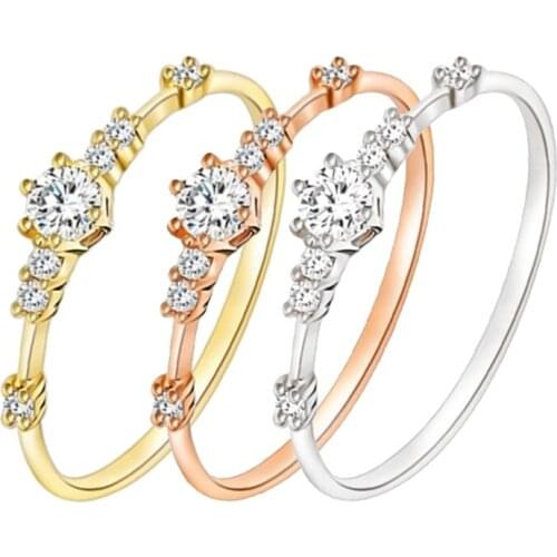 Fashion chic 7 tiny crystal pieces of exquisite small fresh ladies engagement ring