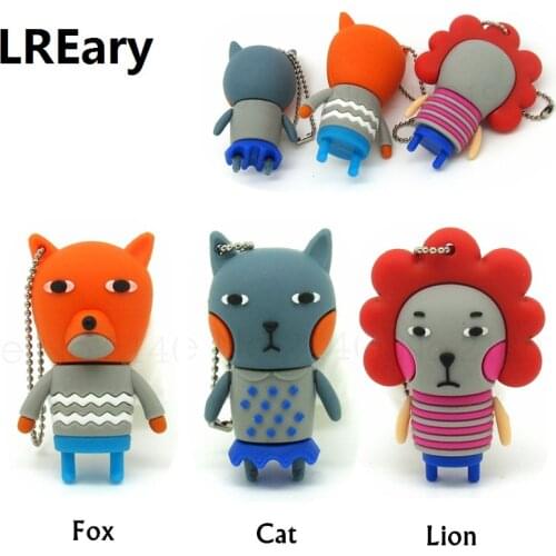 Cartoon Animal romane usb flash drive 4GB8GB16GB 32GB Sweater fox/cat/lion pen drive u disk memory stick creativo wholesale gift