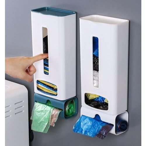 Wall-Mounted Kitchen Garbage Bag Storage Box Portable Removable Storage Rack Home Accessory Organizer