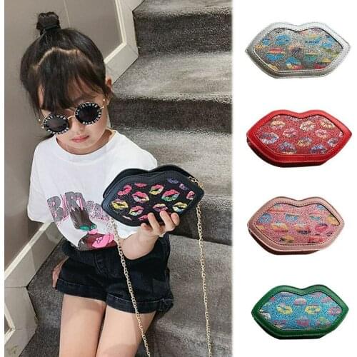 2019 New Fashion Kids Children Girls Messenger Bags / Bag Coin Purse Lip Print Unicorn Crossbody