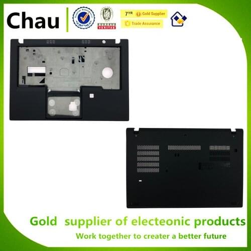 Chau New For Lenovo Thinkpad T490 T495 P43S Keyboard KB Bezel Upper Case Palmrest W/FP 02HK957/Bottom Case Cover 01YN936