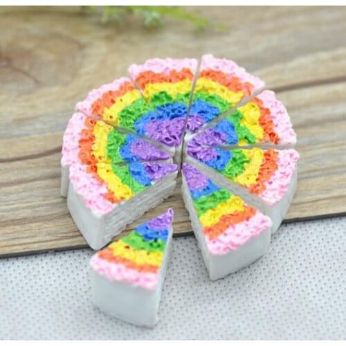 New Coming 14X22X11mm 10pcs Rainbow Resin Cake Miniatures,Resin Desserts Miniatures,Decotation Miniatures